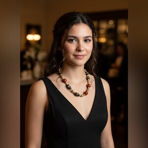 20 inch Wood and Sponge Coral bead necklace NWOT